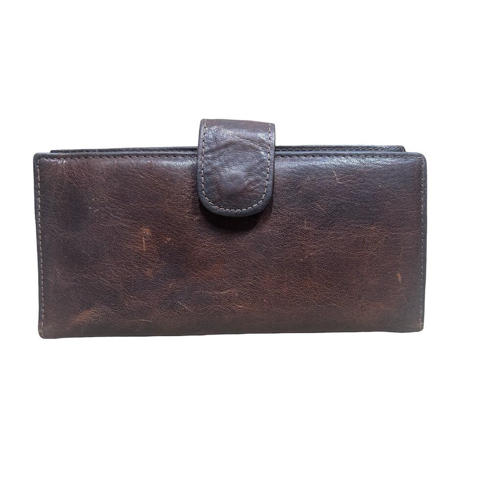 Wilson Leather Vintage Bifold Wallet ID Cardholder Checkbook Holder Brown
